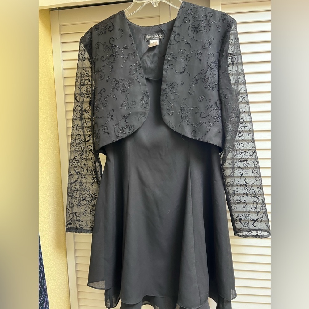 Vintage Dave & Johnny Vintage Sz 9/10 Black Fancy Dress with Jacket Y2K